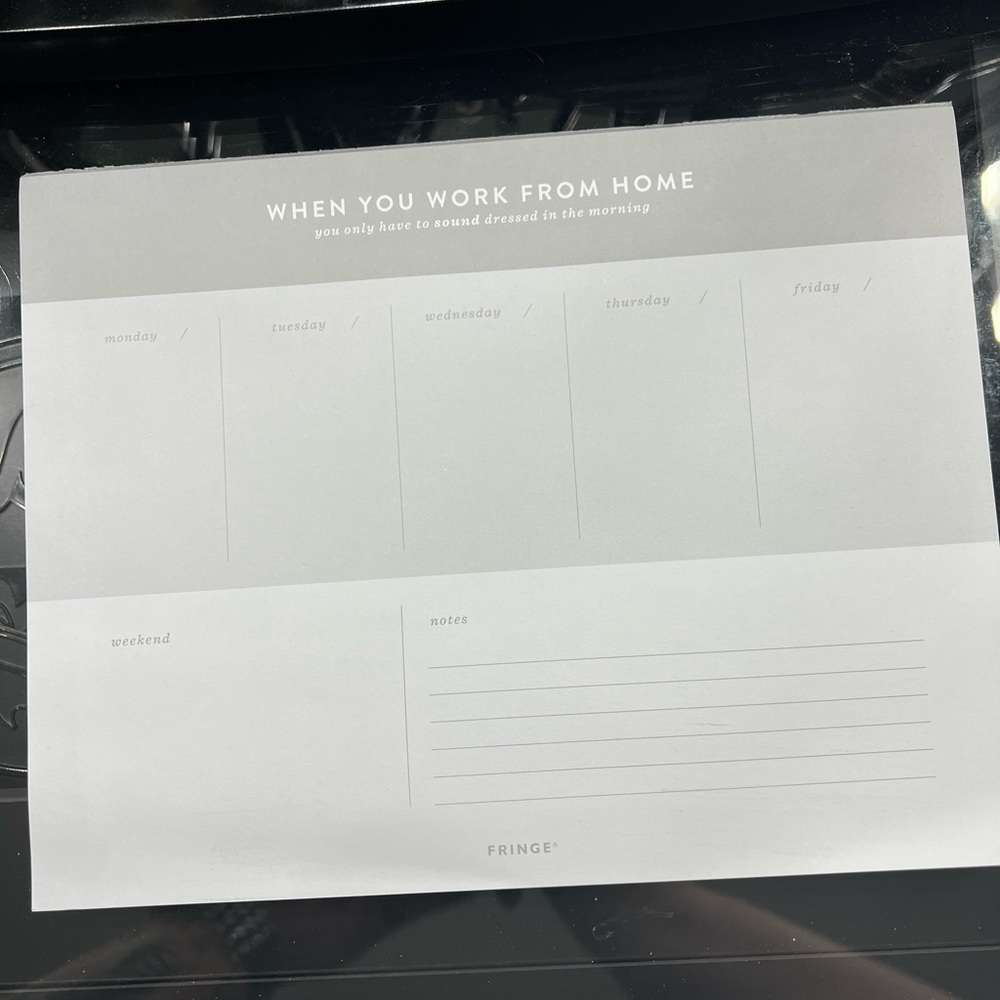 Fringe Work From Home Weekly Planner